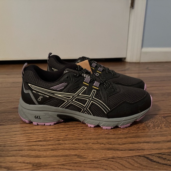 Asics Shoes - ASICS black trail running shoes with purple accents
